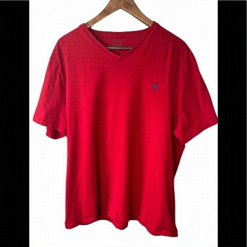𝅺polo by Ralph Lauren red v-neck t-shirt size XL